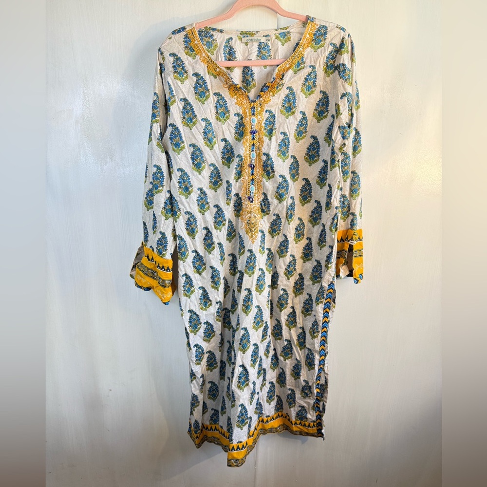 XXL Embroidered and Beaded Accent Long Tunic or Dress